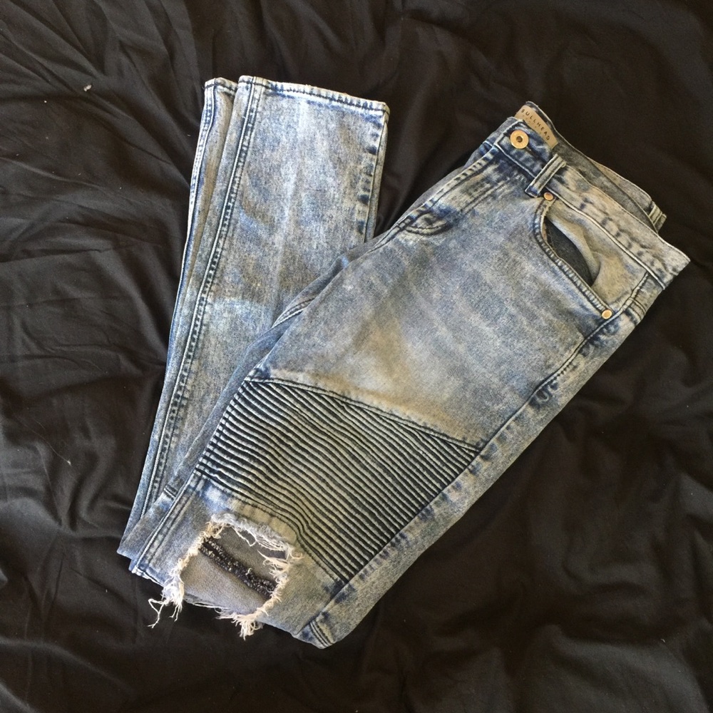PacSun Light Moto Destroy Stacked Skinny Jeans 31